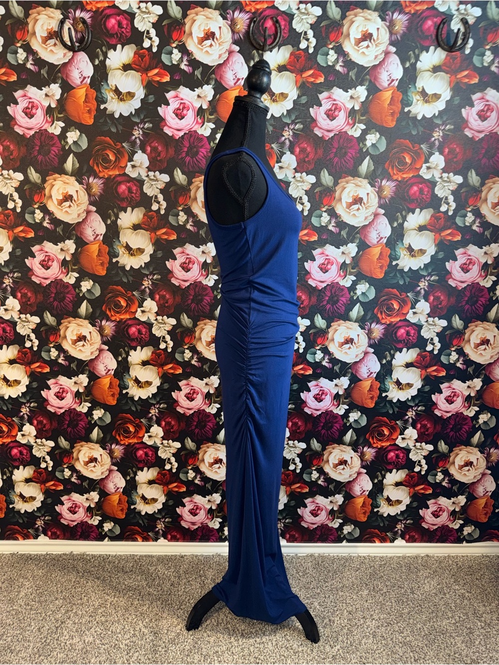 Victoria's Secret Royal Blue Sleeveless Maxi Dress w/ Ruching & Slit, S, Short - Picture 4 of 13
